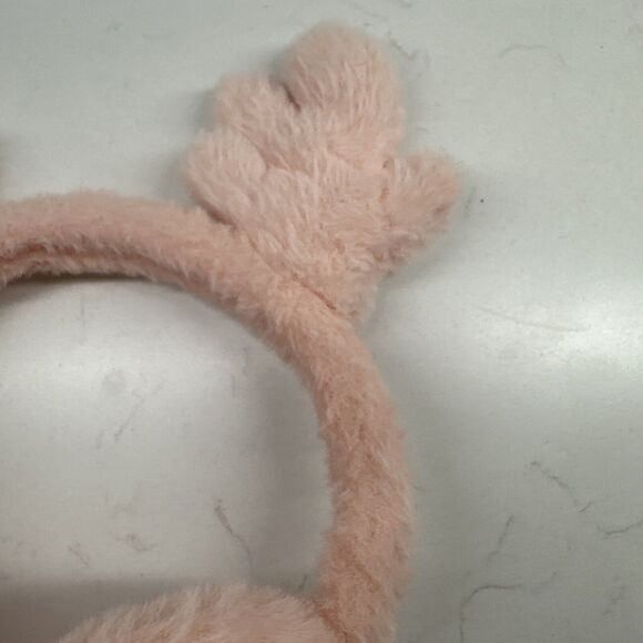 Pink Fur Reindeer Antler Ear Muffs Warmers - Picture 3 of 9